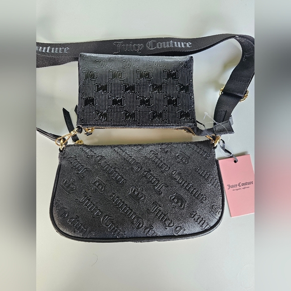 NWT Juicy Couture Crossbody Double Trouble Licorice Crown - Picture 2 of 9